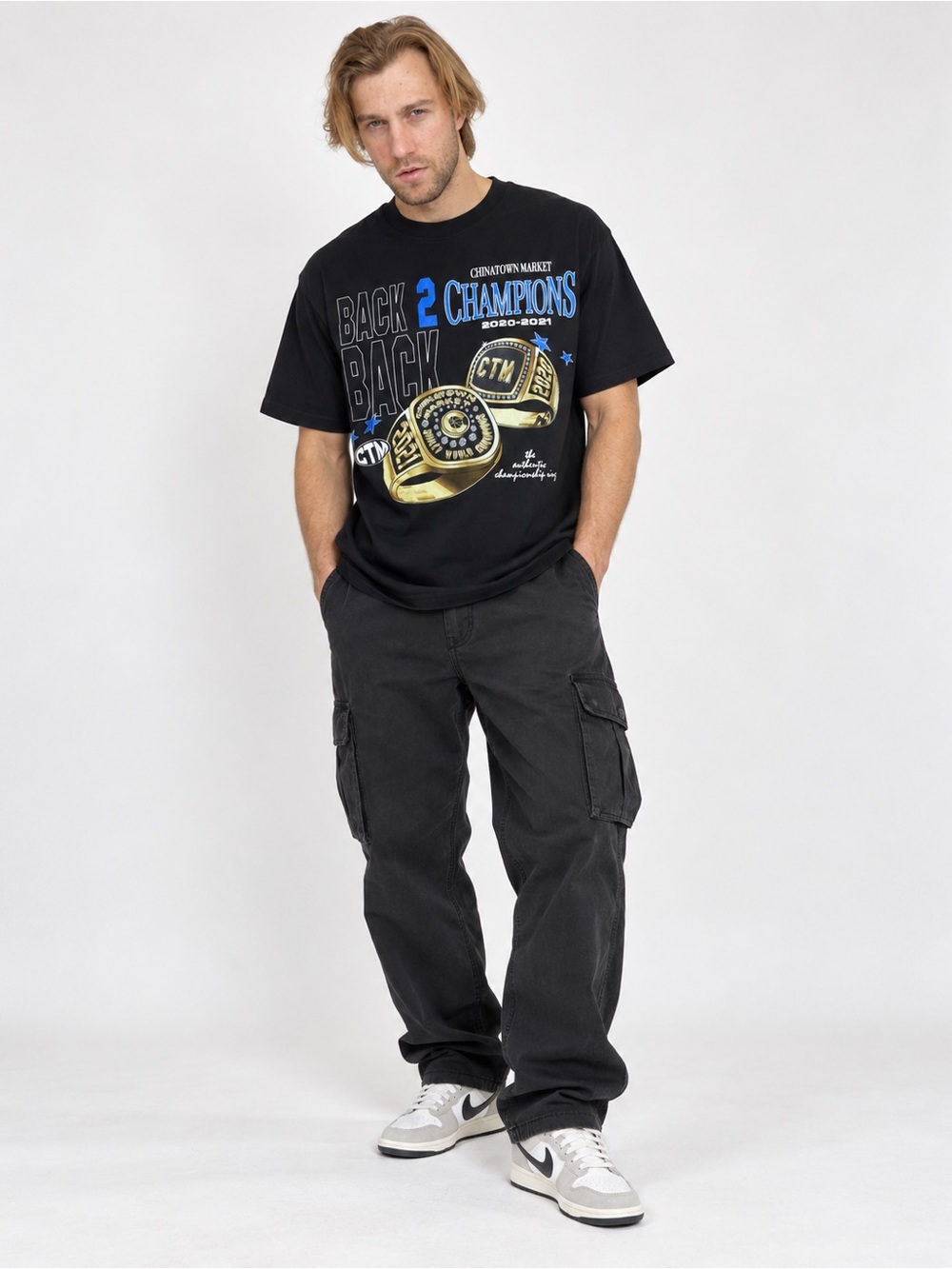 NWT Chinatown Market Back 2 Back Champions Graphic T-Shirt Black Size